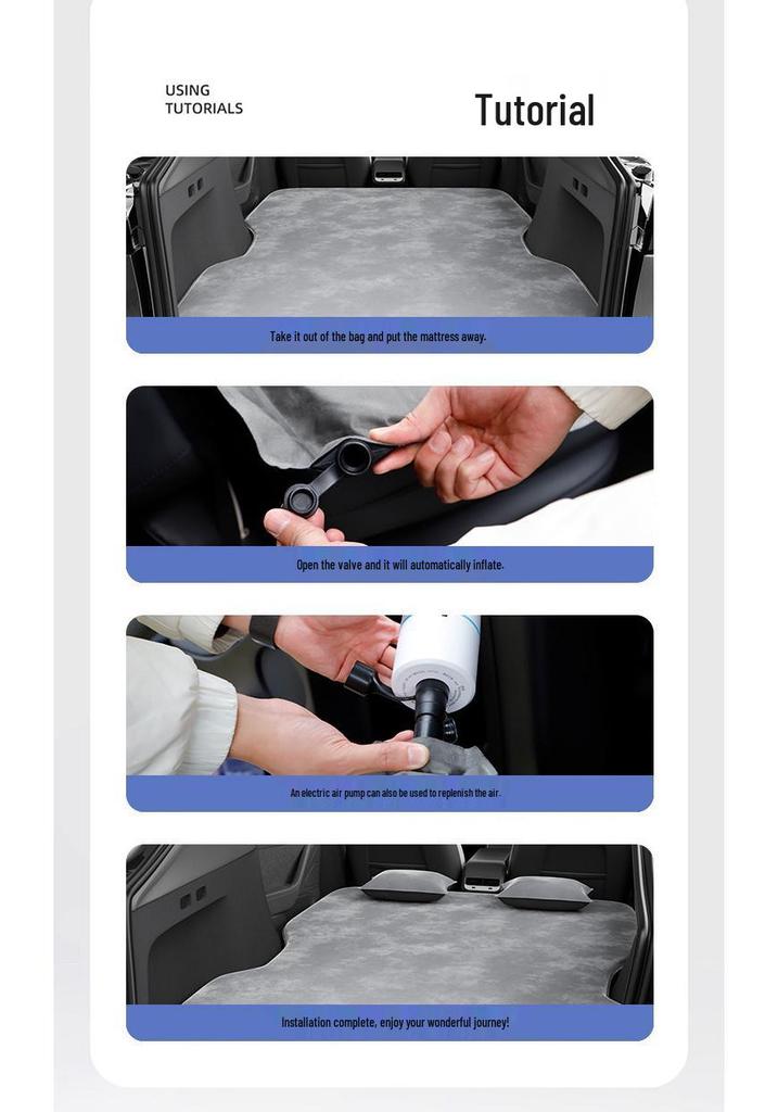 Blue Grid Rabbit Inflatable Car Mattress for Xiaomi YU7 Rear Seats
