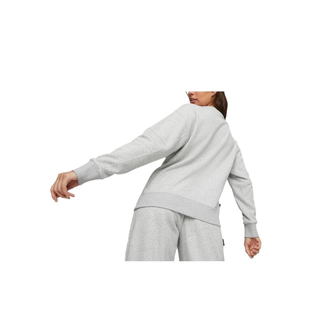 Puma Letter Print Crew Neck Pullover Knit Sweatshirt Women Sweatshirt Light-Heather-Gray 623482-04