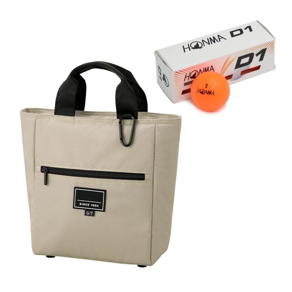 Thermos Insulated Round Tote Bag RFJ-001 BE Beige & HONMA D1 Bowl 1-Sleeve Orange Set