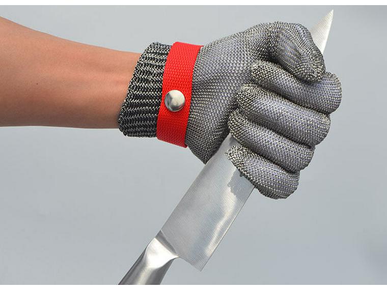 Guante individual de acero inoxidable 316 resistente a cortes de cinco dedos