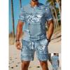 Fashion Men's Casual Suit 3D Casual Color Printing Summer T-shirt Shorts Simple