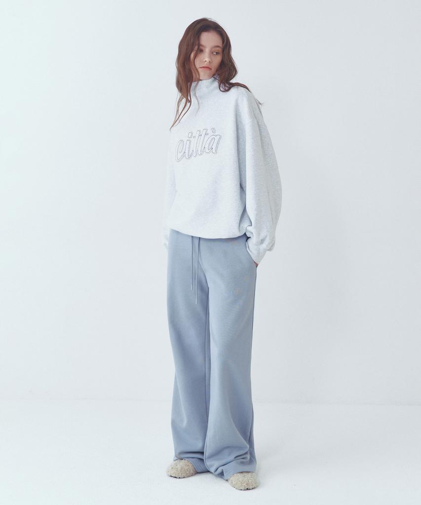 CITTA Citta Logo Patch Work High-Neck Sweat Shirt_Ctt399(White Melange)