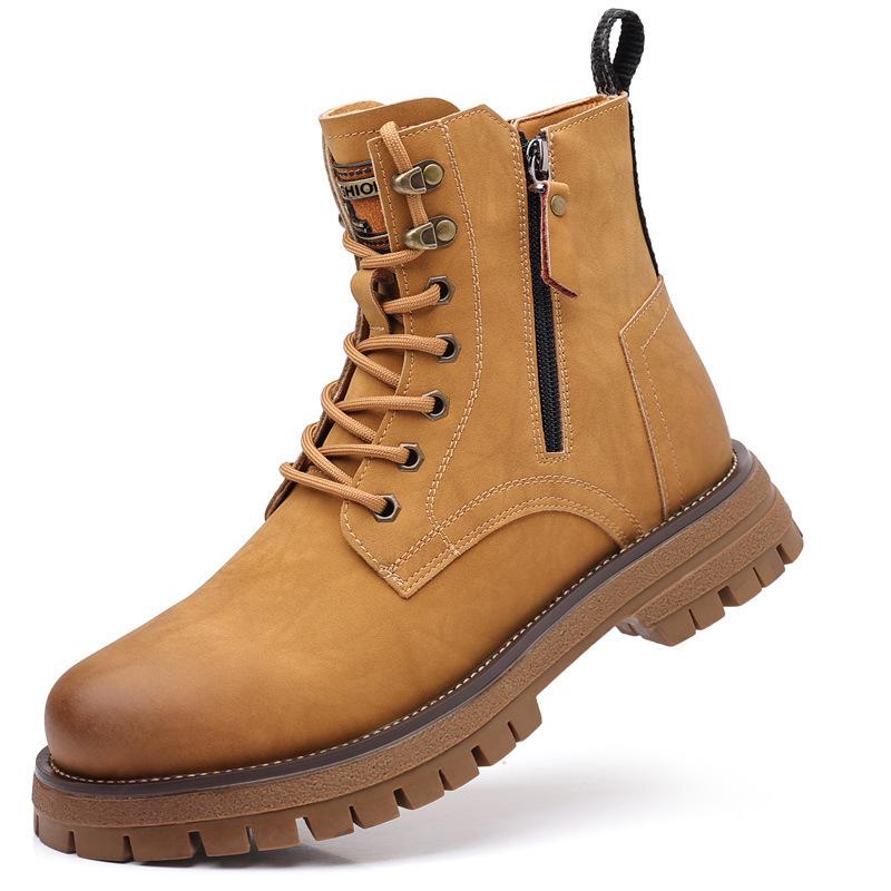 SHEIN TEMU Fashion Trend Martin Boots: Warm Wool Yellow Boots with Lightweight Thick Sole for Versatile Workwear. 38
