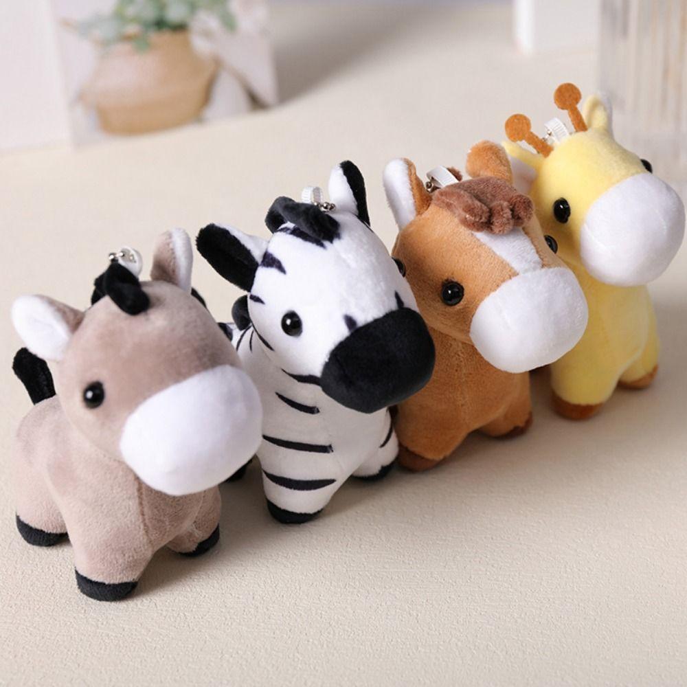 Stuffed Animal Giraffe Pendant Horses Plush Donkey Small Doll Lovely Horse Key Ring  Boy Girl