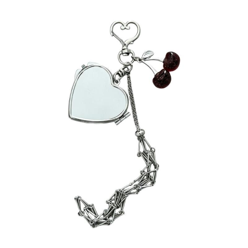 

Compact Mirror Cherry Keychain For Keys Lipsticks Organization Heart Motifs Fashionable Present Everyday Carry 1