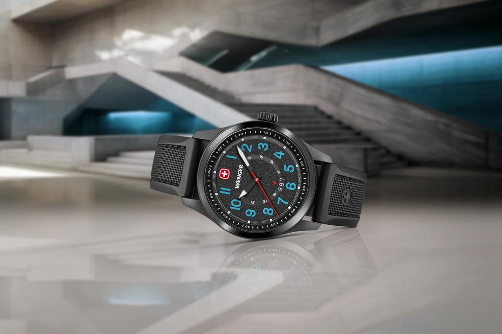 WENGER TERRAGRAPH Watch Black PVD Stainless Steel Case Black Dial Black Silicone Strap Quartz 100m Water Resistant Gift Analog Men's (316L) []