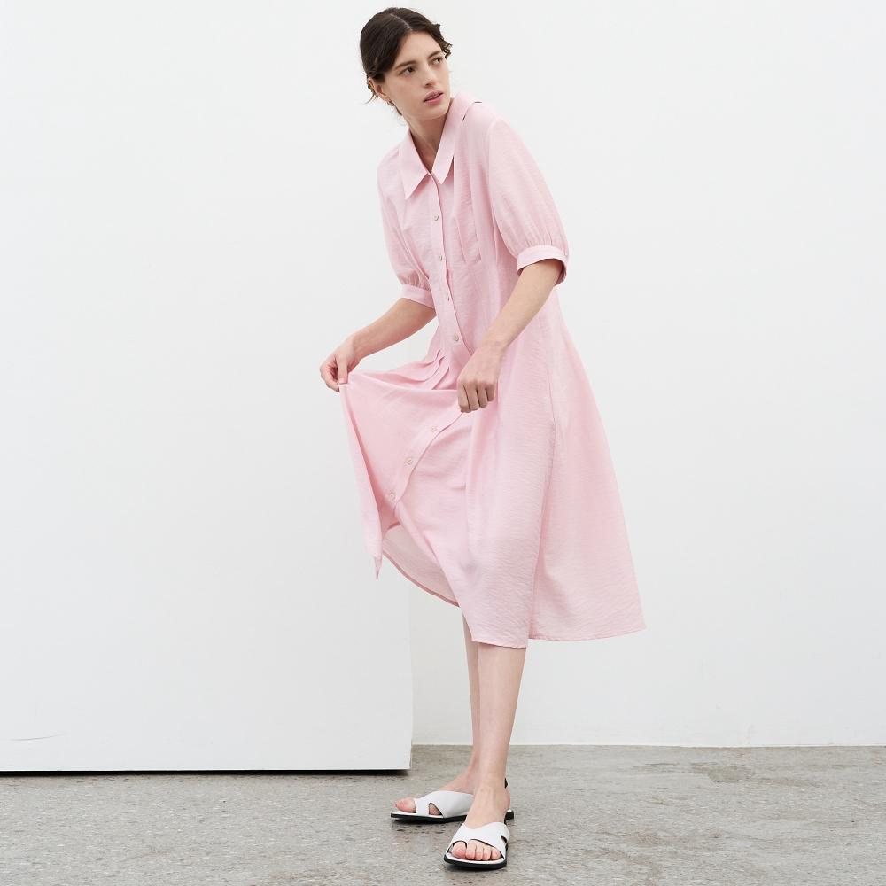 Mite Pin-Tuck Flare Dress_Pink