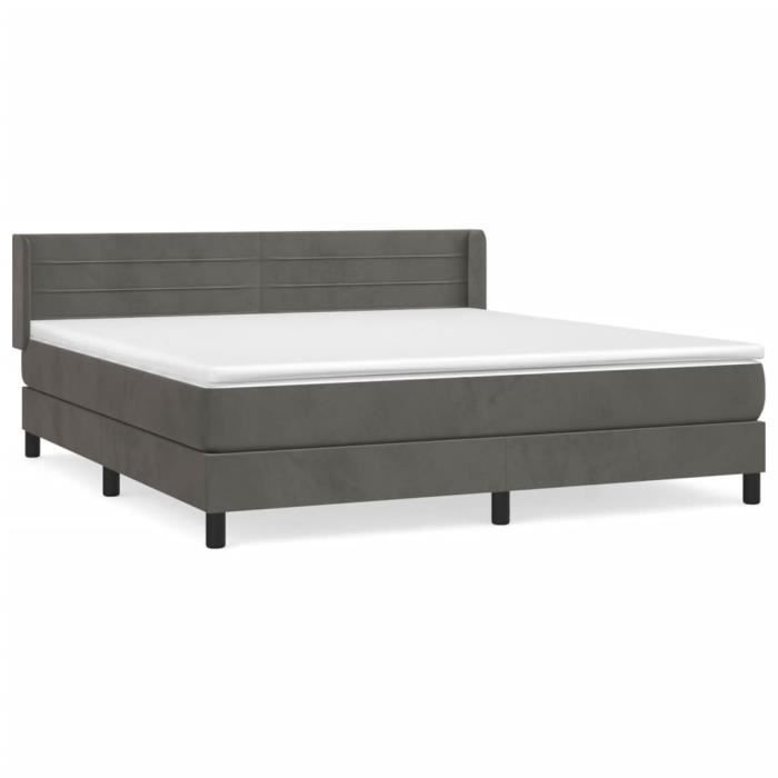 VidaXL Divan Bed and Mattress Dark Grey 180x200cm Velvet 3131034