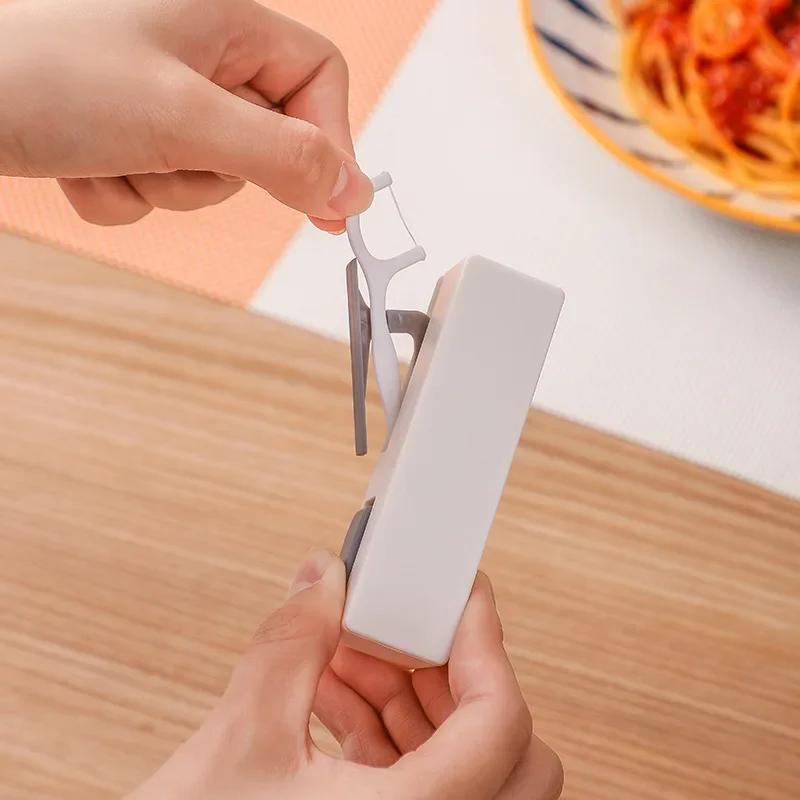 Caixa de armazenamento de fio dental sem fio dental portátil automático pop-up fio dental vara plástico organizador caixa 50pcs/saco fio dental