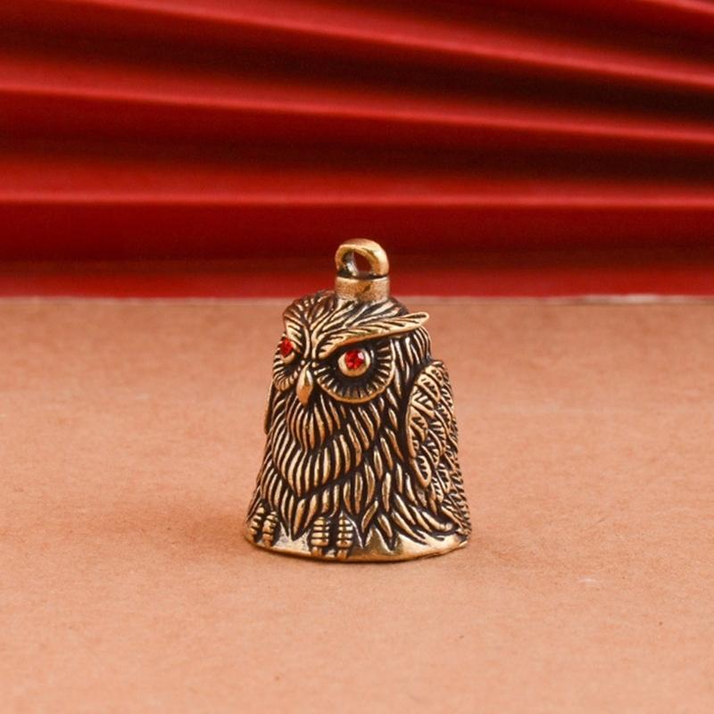 Artistic Owl Shape Metal Windchimes Bells Antique Keychain Pendant Elegant Bag Good Luck Ornament Craft Decors Gift