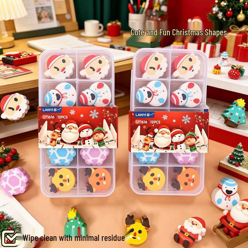 Christmas Festival Gift Box: Cute Mini Eraser Set for Students and Kindergarten Surprises