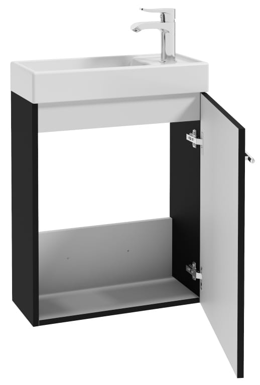 Bathroom Cabinet with a 50x70cm Washbasin with a Tap and a Siphon, Black, Small
