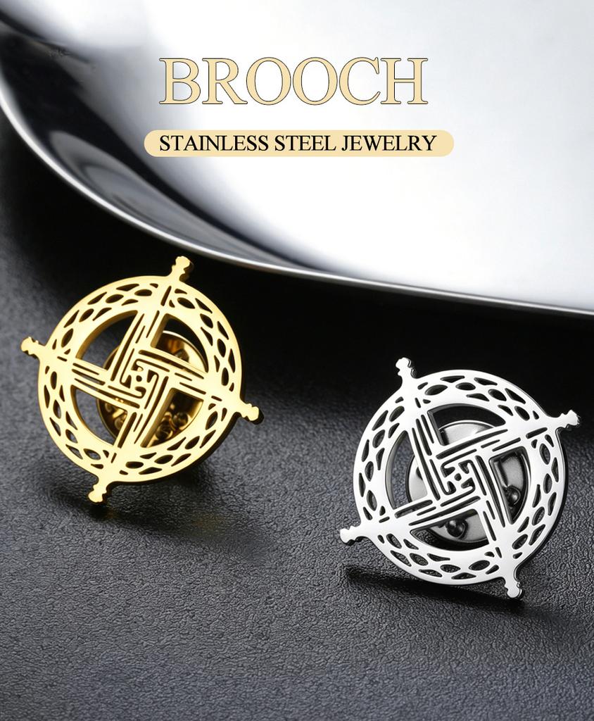 Dawapara Saint Brigid Cross Brooch Irish Amulet Religious Jewelry Celtics Lapel Pin Stainless Steel Accessories for Bag Hat