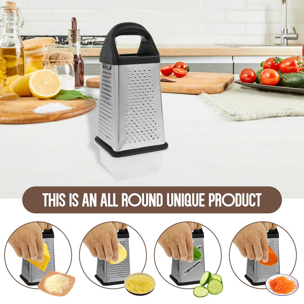 4 Pcs Cheese Grater Stainless Steel Four Sided Vegetable Shredder Labor Saving Garlic Crusher Efficient for Kitchen Accessories