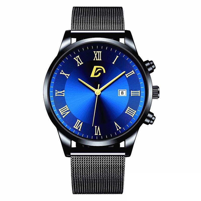 

Высококачественные модные мужские часы, роскошные кварцевые часы с календарем из нержавеющей стали, мужские деловые часы для отдыха Figure 6