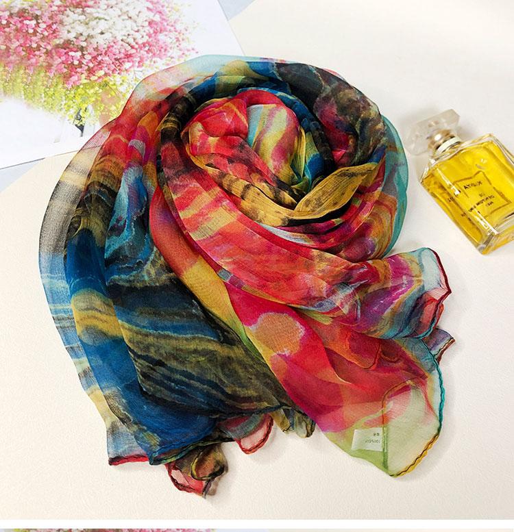 

BYSIFA| Peak Green Silk Scarf Spring Ladies Fashion Turtle Crack Design Long Silk Scarves Foulard Summer New Beach Shawl Scarf