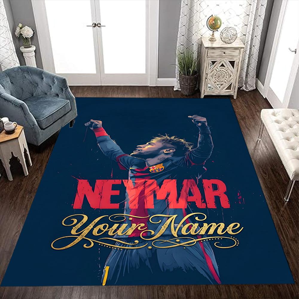 Neymar Träume Fußballlegende Personalisierbarer Namensbereich Teppich Design für Wohnheim Küche Esszimmer im Freien Rutschfester Teppich Büros Dekorieren