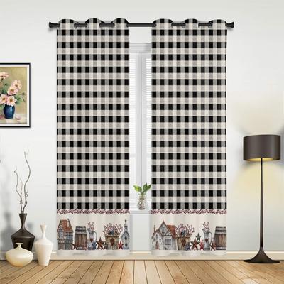 Tende scozzesi nere retrò Country Star Berry per soggiorno Cucina Tenda per finestra Tende di lusso per camera da letto per bambini