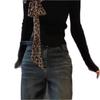 Women's Leopard Print One-Shoulder Bow Knot Long Sleeve Top
