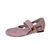 Vintage French matte inner heightening round head flat bottom Mary Jane women's shoes soft leather soft sole comfortable ballet single shoes women