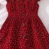 Girls' Summer Cap Sleeve Polka Dot Princess Dress, Ages 6-12