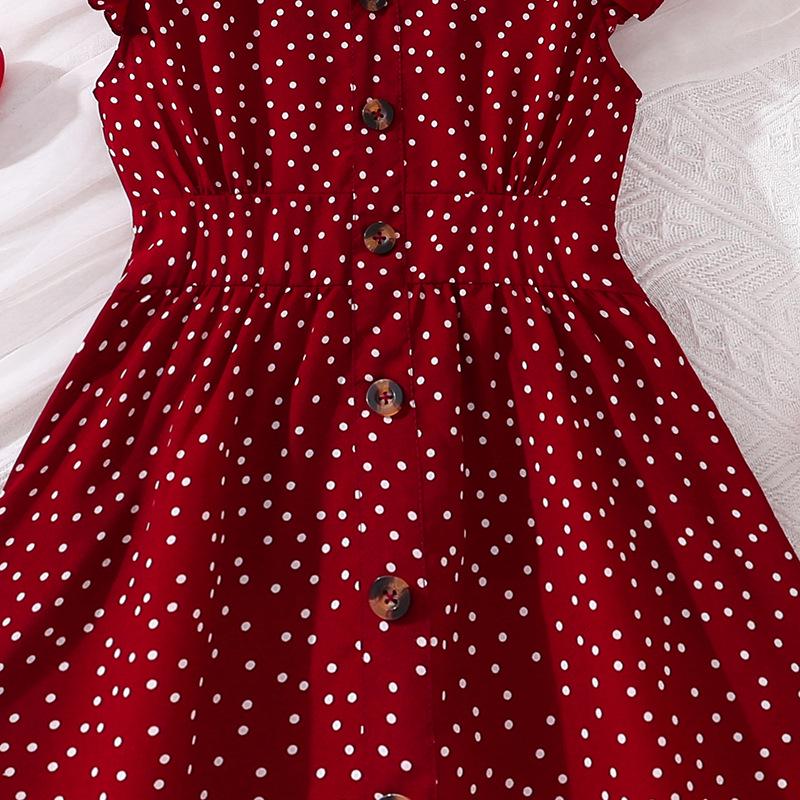 Girls' Summer Cap Sleeve Polka Dot Princess Dress, Ages 6-12