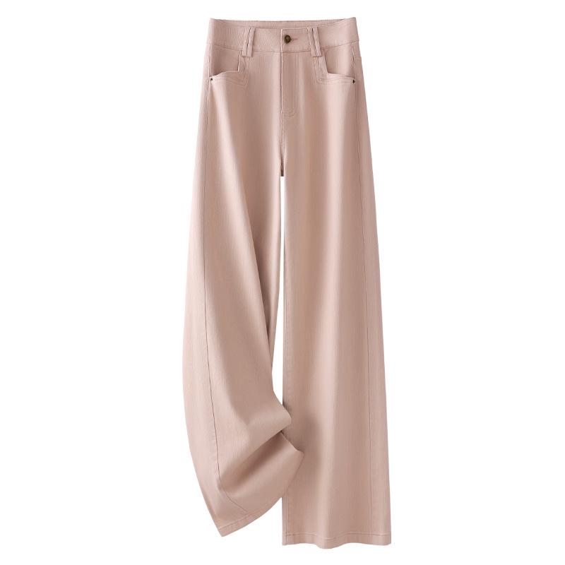 2025 Women's Pink High-Waist Wide-Leg Jeans: Slimming Spring Style for Pear-Shaped Bodies