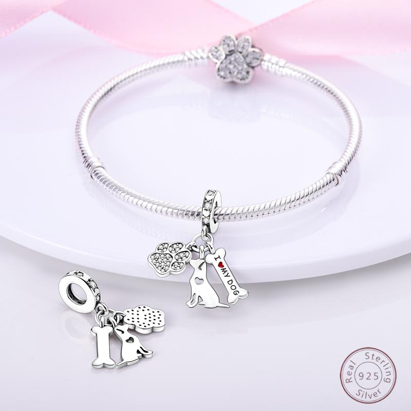 Copper Beaded Pendant Shiny Zircon Animal Elephant Puppy Original 3Mm Bracelet Women Fine Jewelry