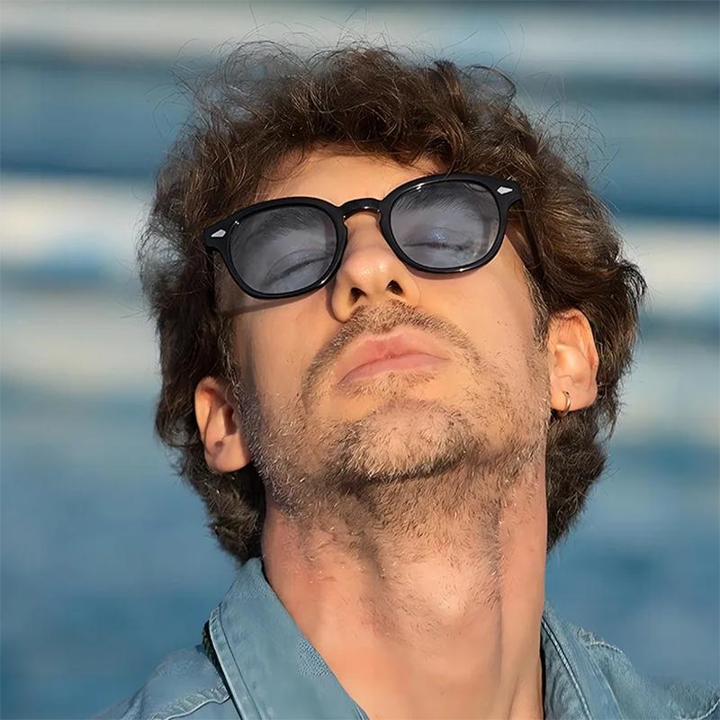 Vintage Rivet Tortoiseshell Round Sunglasses Women Men Brand Style Design Vintage Retro Yellow Blue Color Lens Square Sun Eyeglasses Female UV400