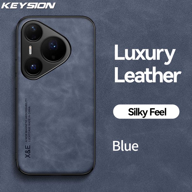 

KEYSION Luxury Retro PU Leather Case for Huawei Pura 80 80 Pro Silicone+PC Shockproof Phone Back Cover for Huawei Pura 80 Ultra for Pura 80 Ultra