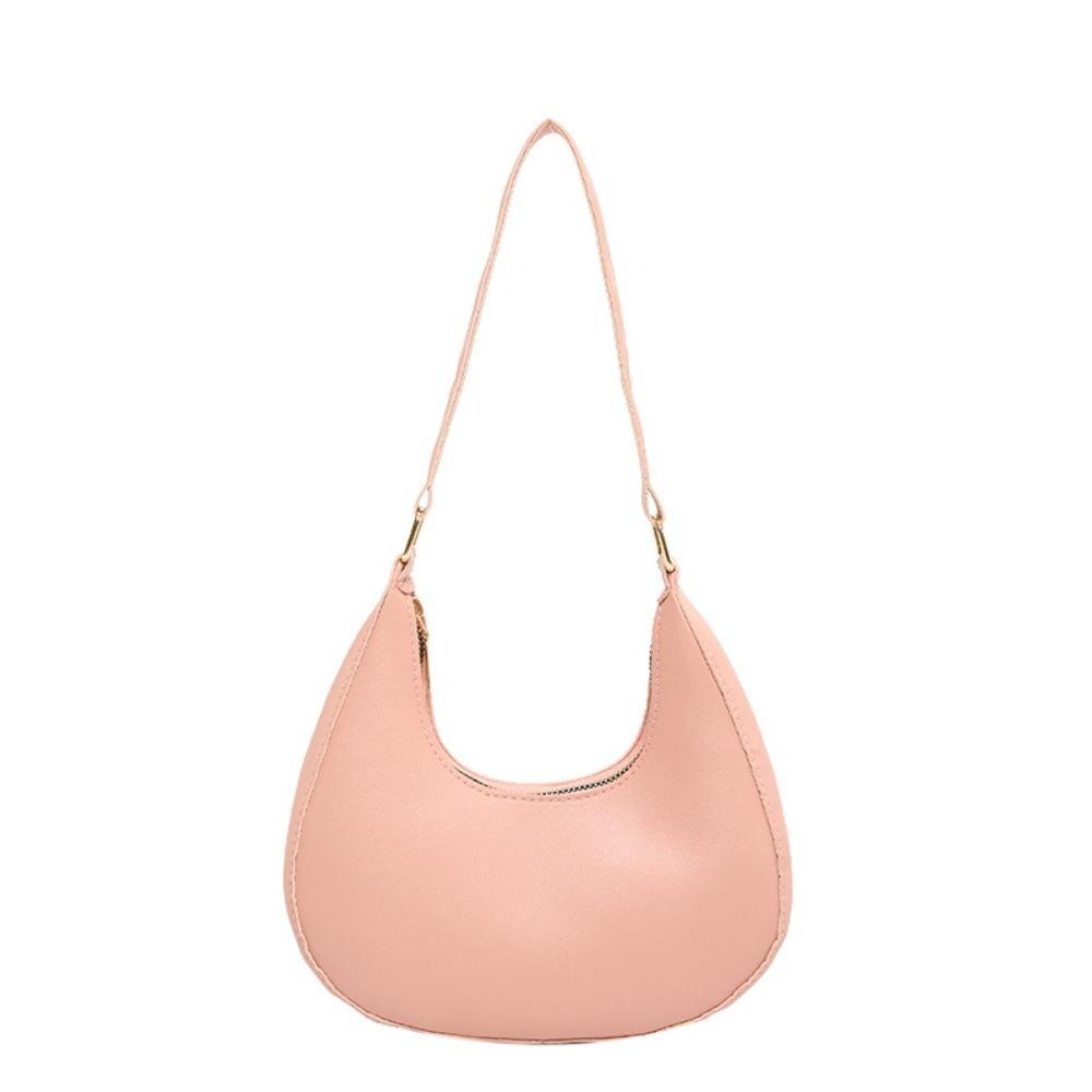 Shoulder Pouch PU Shoulder Bag Solid Color Hobo Bag Elegant Crescent Moon Underarm Bag  Travel