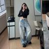 90s Blau High Street Casual Baggy Hosen Frauen Harajuku Oversize Y2k Breite Bein Hosen Weibliche 2000s Mode-Design lose Hosen