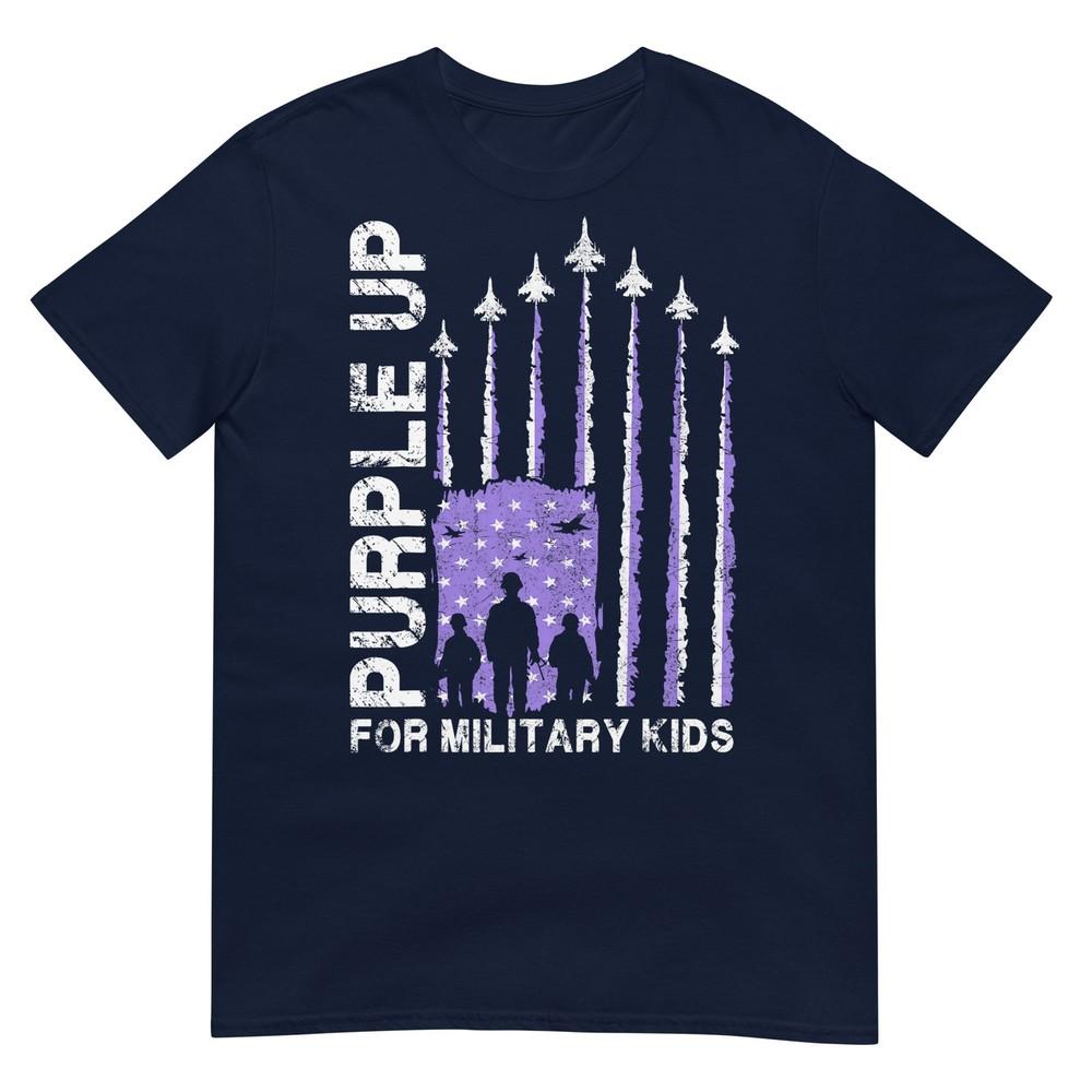 Purple Up For Military Kids Military Child Month Usa Flag Tshirt S