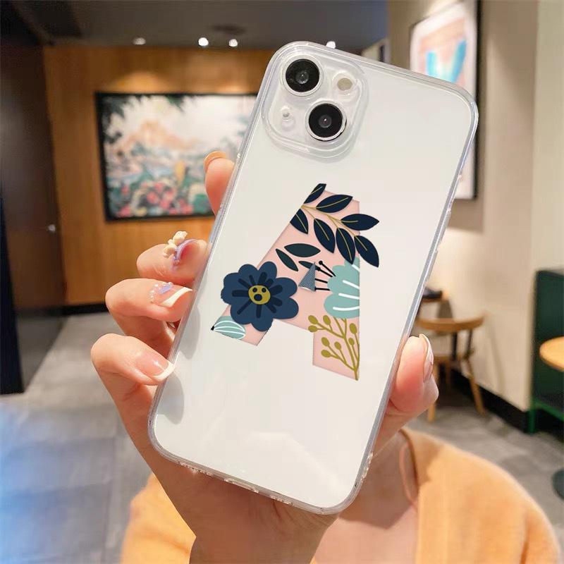 Fashion Letter Flowers Art Luxury Transparent Soft Phone Case For iPhone 15 14 13 12 11 Pro Max XS X XR 7 8 Plus Cover Fundas