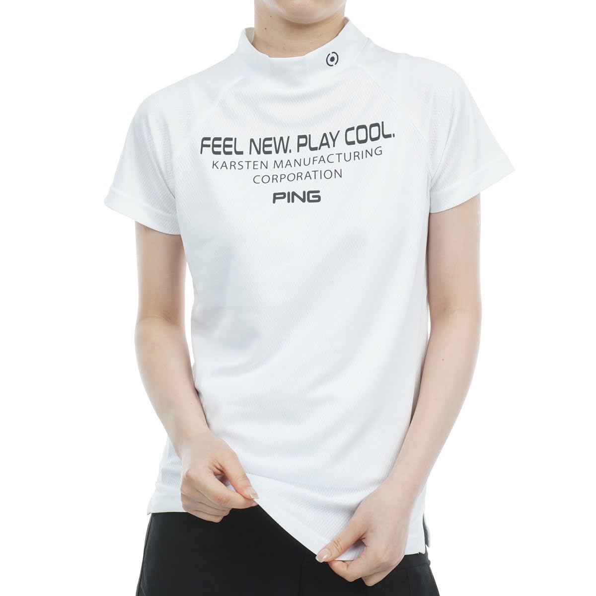 

shirt and Golf innerwear LL [Pin Apparel] Women s short-sleeved high-neck (logo print, moisture-wicking quick-drying) / / 622-3168300 030_White