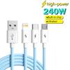 240W 3-in-1 USB-C & Micro USB Fast Charger for iPhone Samsung Xiaomi Poco - High Speed Multi-Device Cable