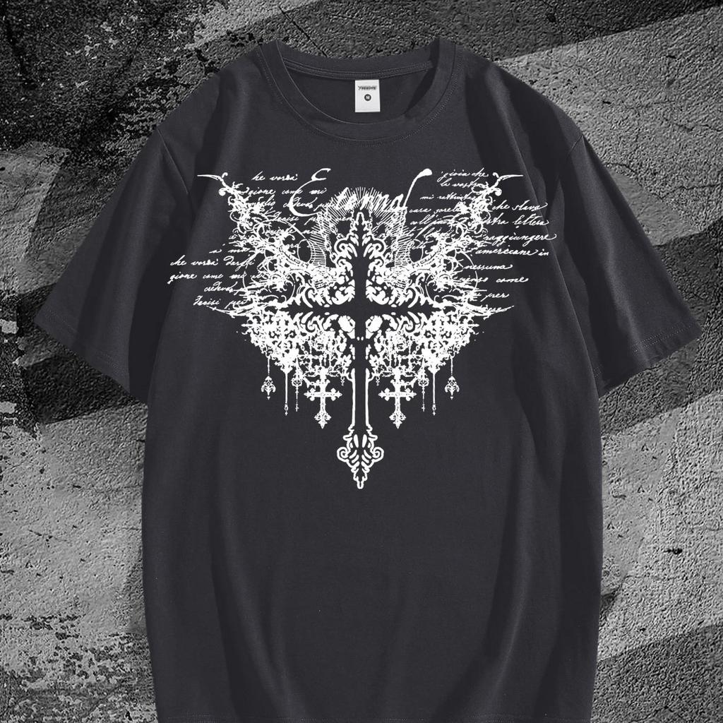 Dark Hip-Hop Men's Printed Summer Short-Sleeve T-Shirt, Casual and Fashionable, Suitable for Daily Wear
