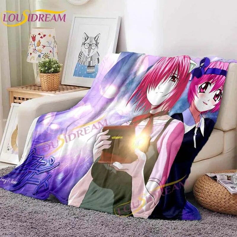 Anime Blanket Elfen Lied Blanket Cartoon Printed Blanket Cover Flannel Blanket Bed Sofa Living Room Blanket Home Decor Fans Gift