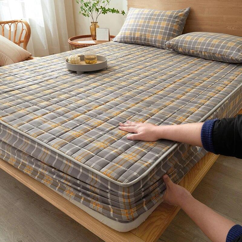 

100% водонепроницаемый утолщенный простынь в клетку с тиснением, наматрасник, протектор, мягкий чехол для кровати для детей, домашних животных, взрослых 140x200 160x200 2xPillowcase 48x74cm