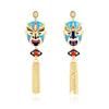 925 Sterling Silver Peking Opera Mask Stud Earrings – Chinese Style for Girls