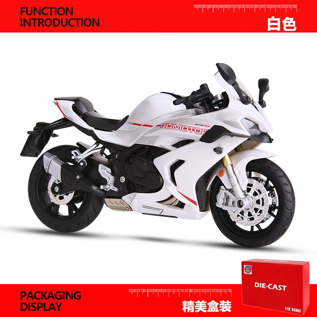 1:12 QJMOTOR 600RS Simulation Alloy QJ Motorcycle Model Exquisite Ornament Sound and Light Model Boy Toy Car Gift