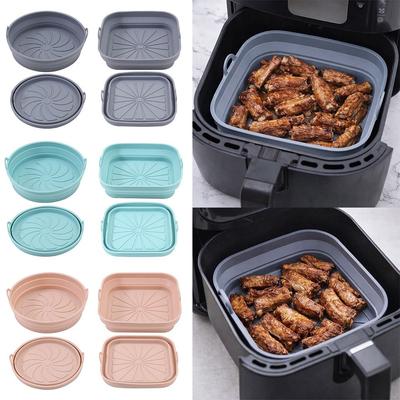 Silicone Air Fryer Silicone Liner Square Round Foldable Air Fryer Mat Multi-Purpose Multicolor Air Fryer Baking Tray