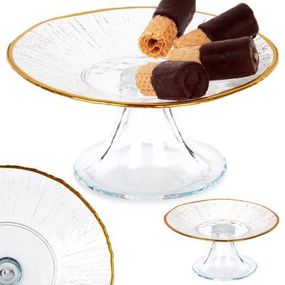 Gold Glass Cake Stand for Cakes, Desserts, Snacks, Tray 15.5 Cm