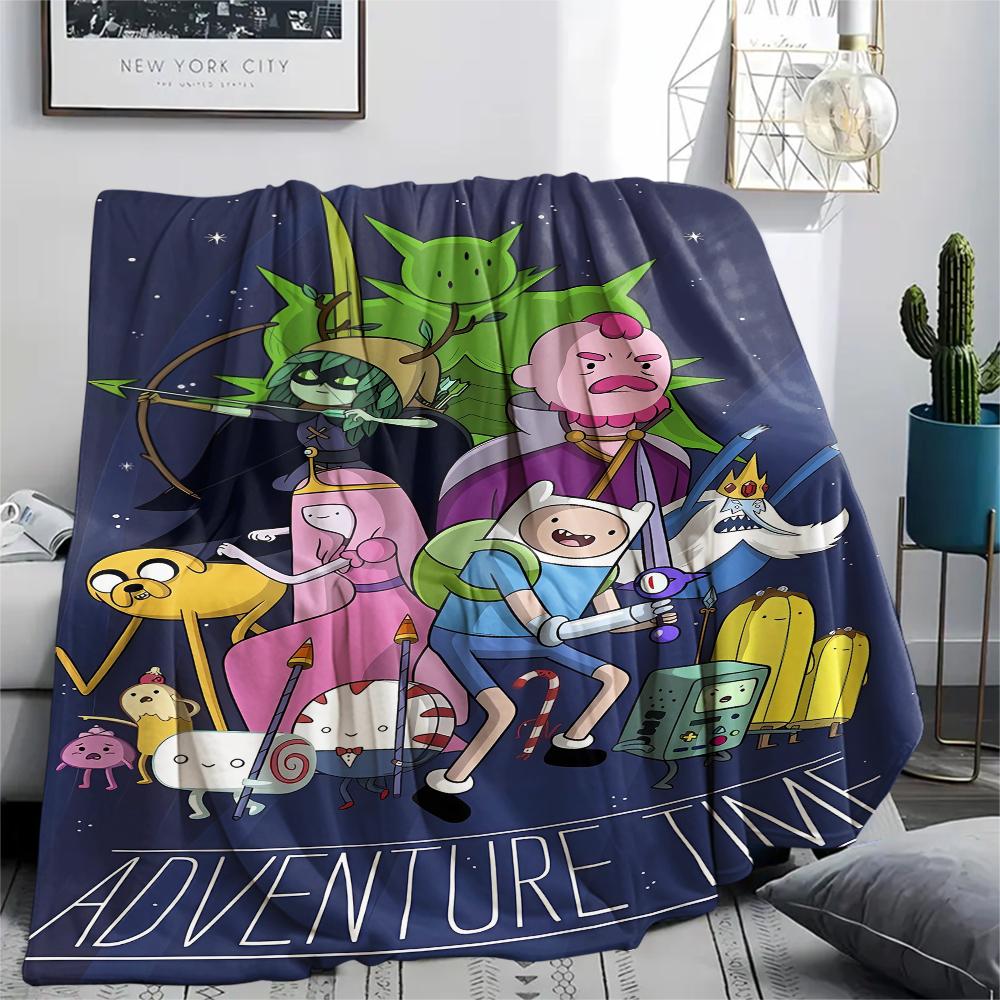 1PC Adventure Time Print Flannel Blanket, High Quality All Seasons, Home Decor, Warmth and Comfort, Perfect for Christmas Gifts