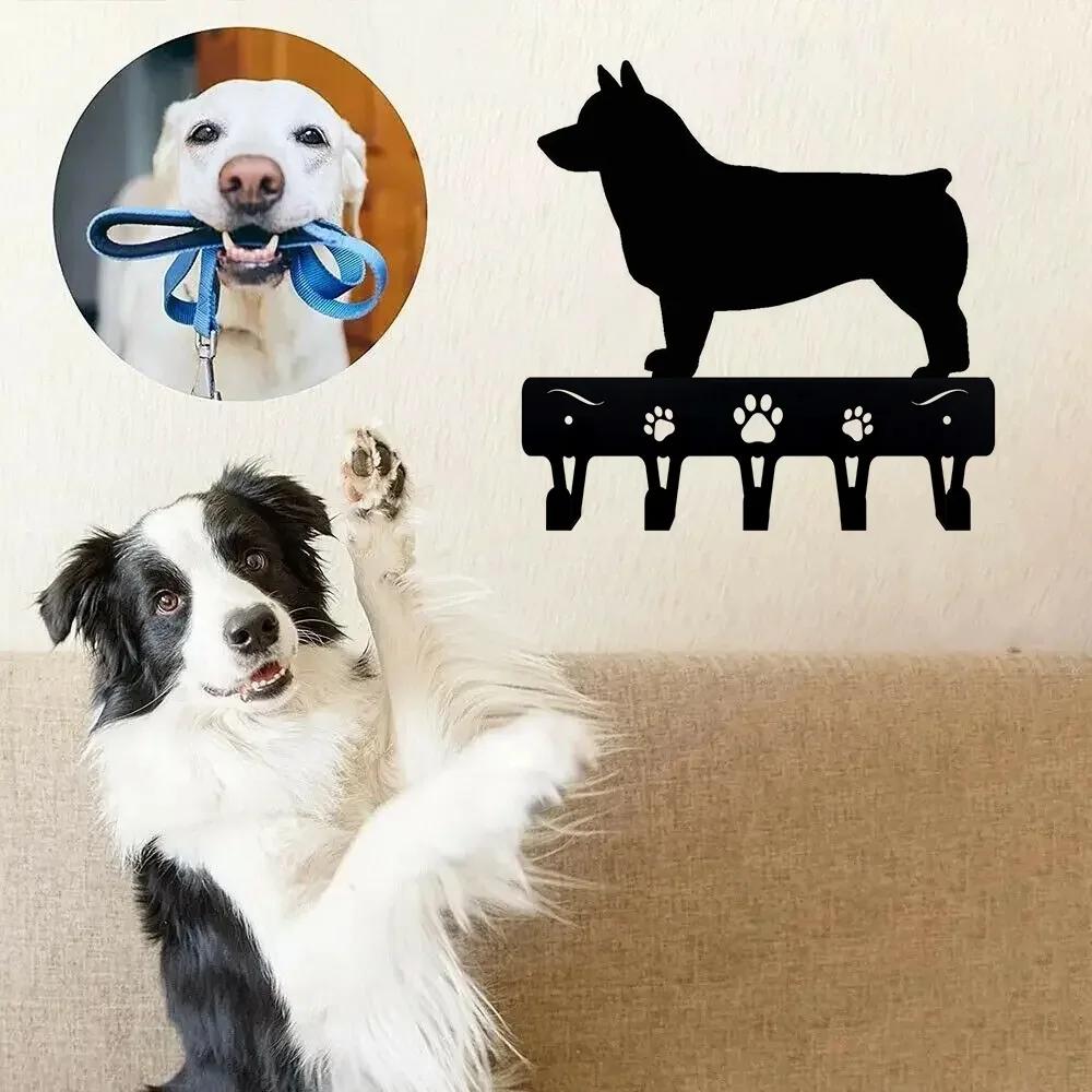 1pc Swedish Vallhund Key Rack Dog Leash Hanger - 9 Inch/6 Inch Wide Metal Wall Art for Wall Hanging and Hooks