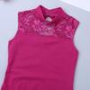 Kids Girls Ballet Dance Gymnastics Leotard Lace Turtle Neck Lace Back Sleeveless