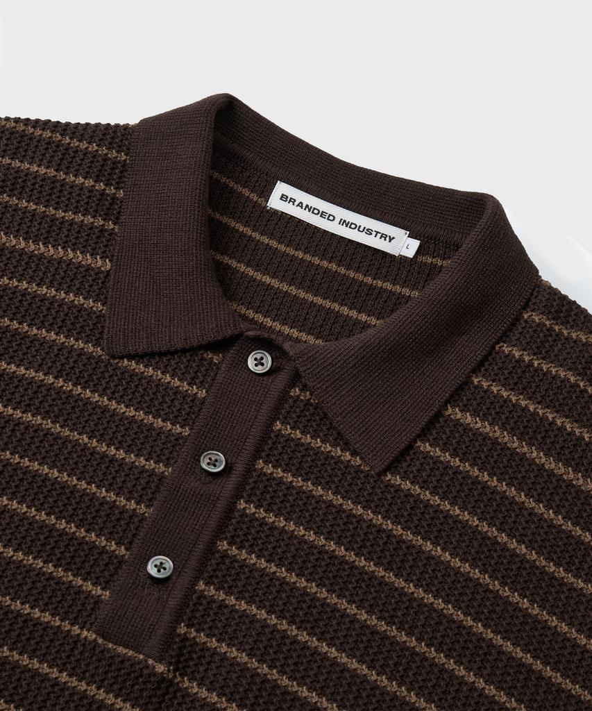 Beulaendideu Hard Twist Holiday Polo Knit [Brown Stripe]