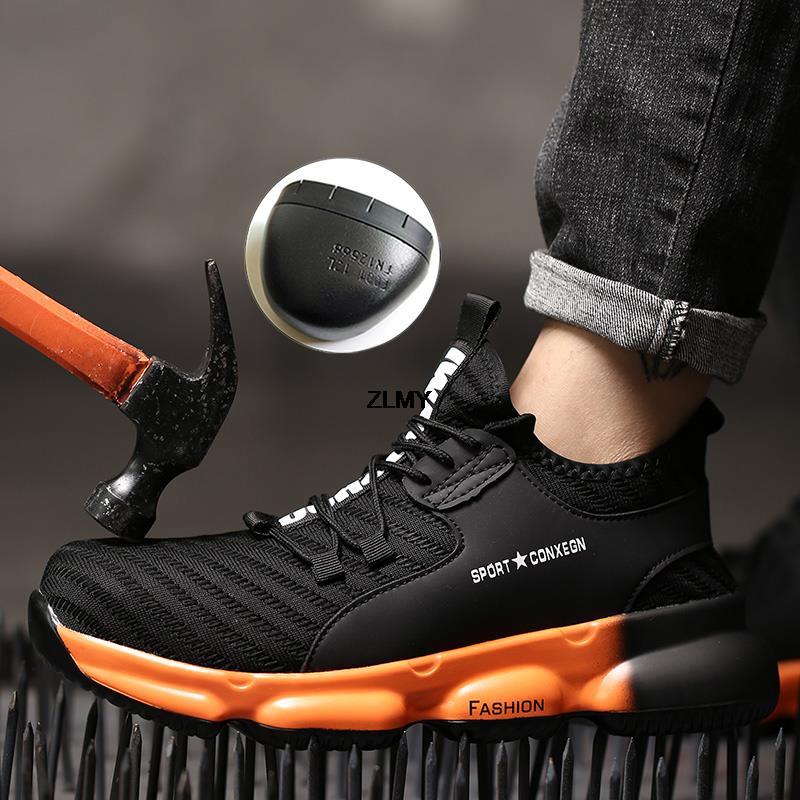 Herren Sicherheits-Sneaker mit Stahlkappe Anti-Quetschschlag Industrielle Arbeitsschuhe Leichte Durchstichsichere Herrenstiefel
