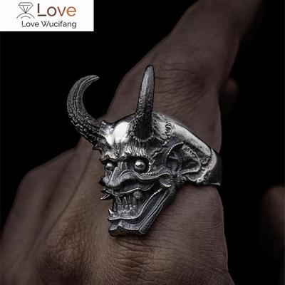 Vintage Mens 316l Stainless Steel Skull Anger Ring Punk Biker Skeleton Rings For Men Party Jewelry Gifts