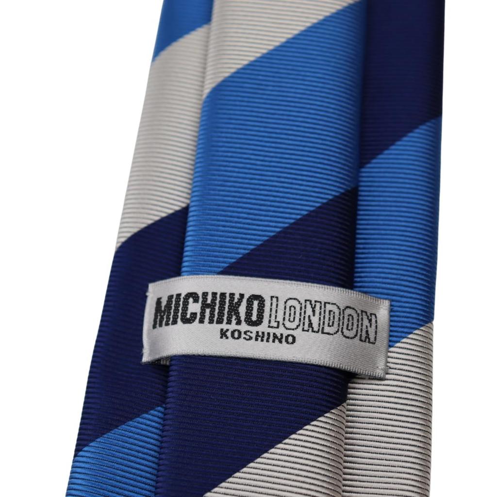 [Michiko London] Wrinkle-resistant Bonded Fabric with Lining for Added Volume. Made In Japan. KOSHINO Brand Tie. Striped Pattern. 100% Silk. Unisex.